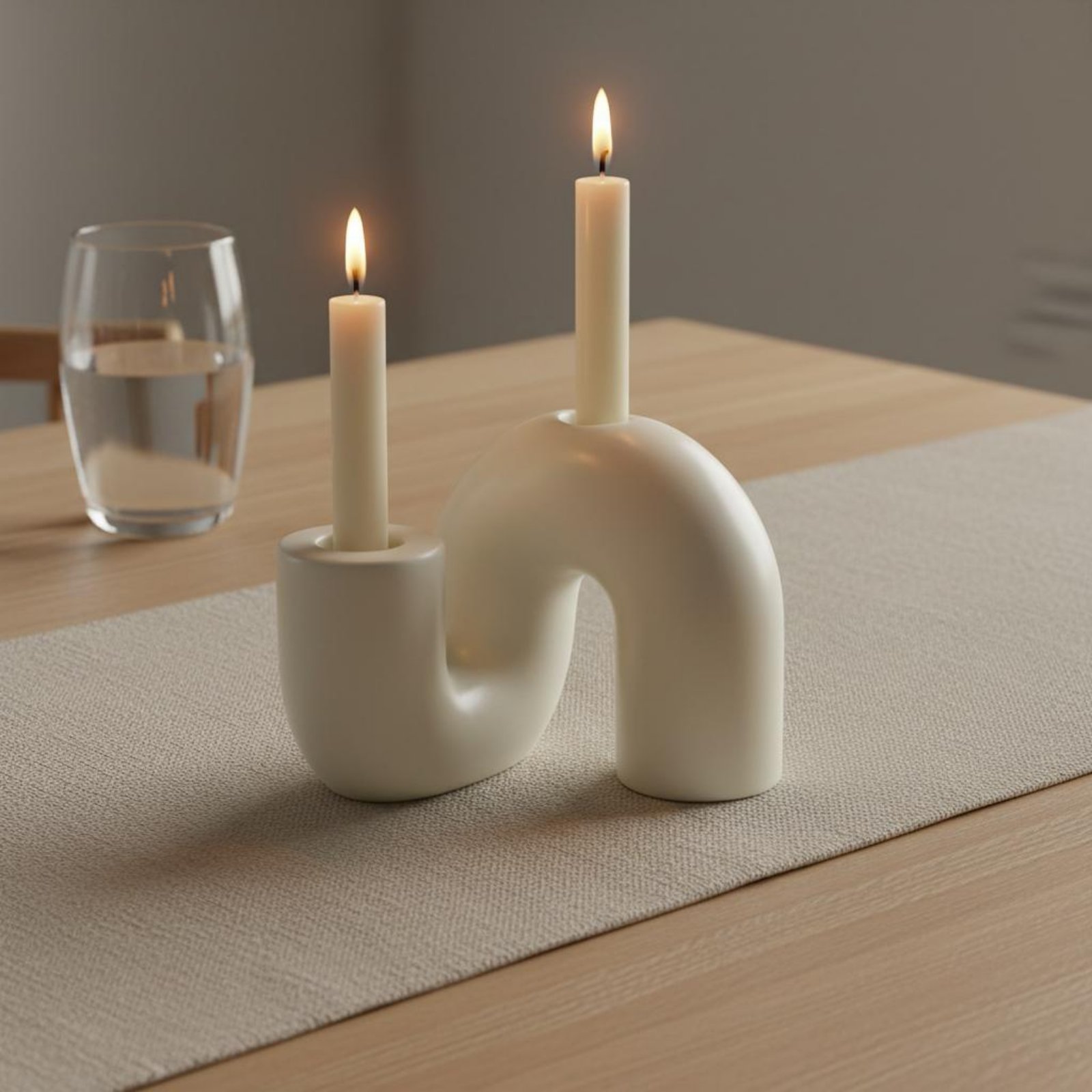 Candle Holder Decor - Wavy Ceramic Candle Holder Minimalist Design