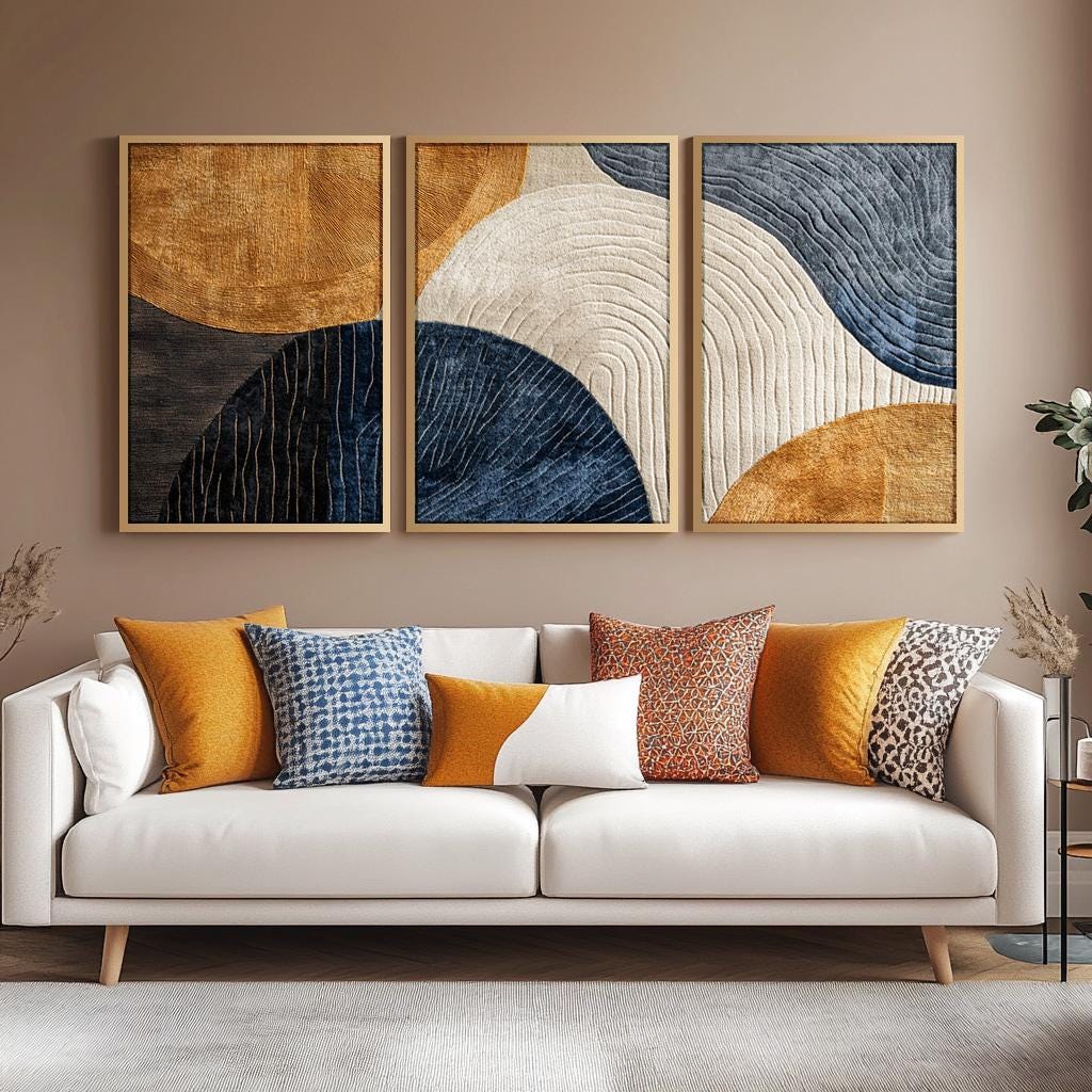 3pcs Frameless Canvas Painting - Abstract Canvas Set ulasan dan harga