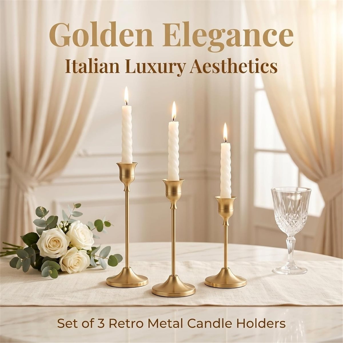 12 Pcs Gold Candlestick Holder - Candle Holder Decor ulasan dan harga