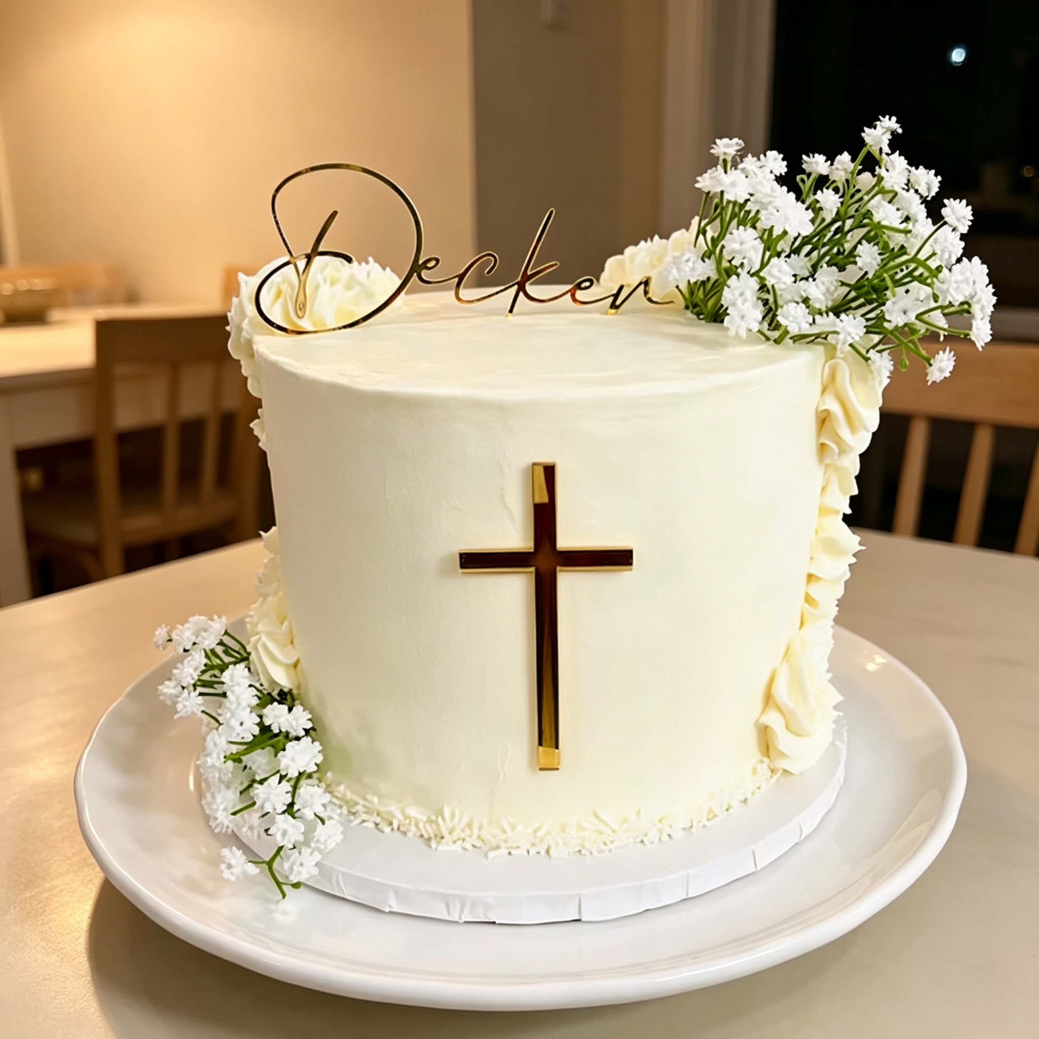 Personalized Cross & Name Cake - Decorative Mirror ulasan dan harga