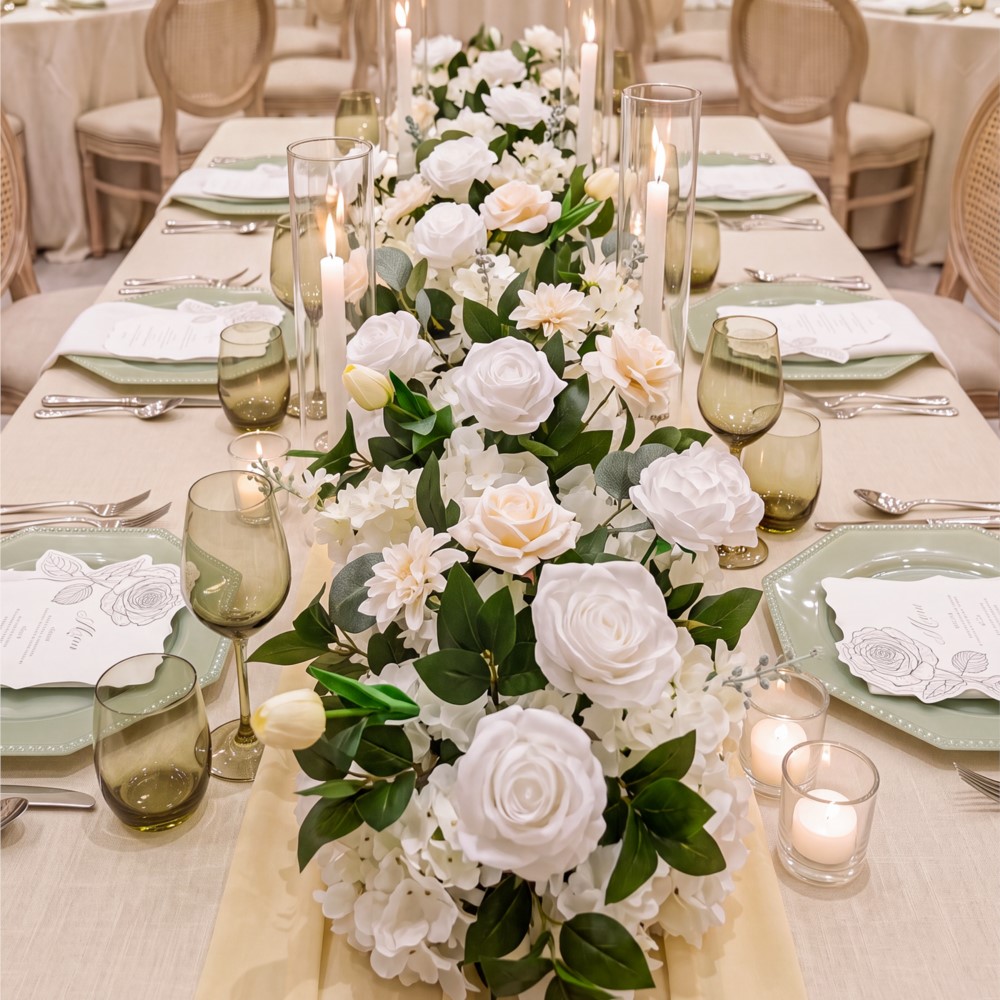 Uflower Rose Greenery Flower R - Table Runner ulasan dan harga