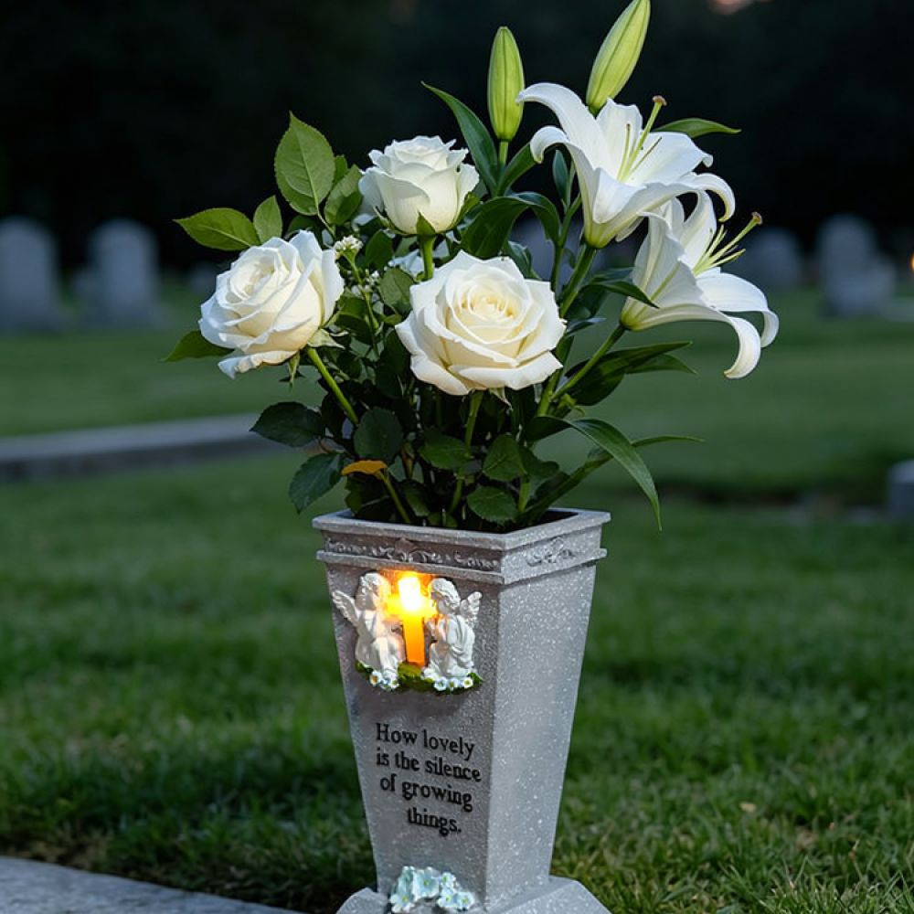 Resin Solar Cross Angel Grave  - Vase Decor ulasan dan harga